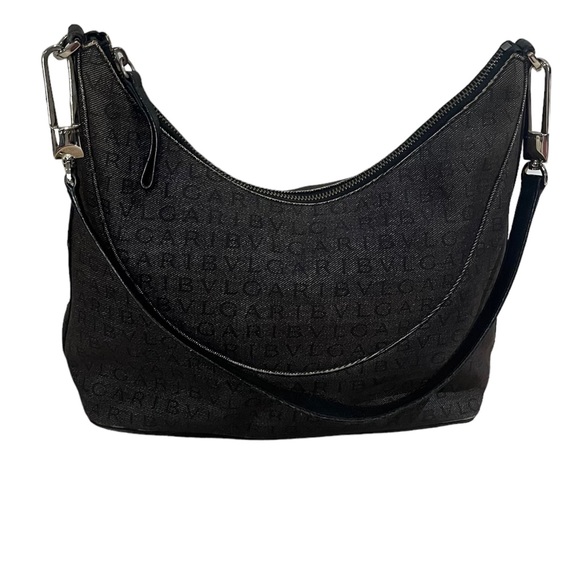 Bulgari black monogram denim shoulder bag women’s handbag